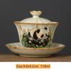 Chines Hand-painted Panda Ceramic Gaiwan Ru Kiln Teacup Handmade Beauty Tea Infuser Household Travel Tea Bowl Portable Teaware