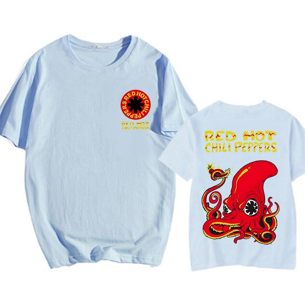 Red Hot Fire Squid Chili Peppers T-shirts Rock Band Hip Hop Streetwear Short Sleeve Men Women Tshirts Summer Cotton Soft Tee Top