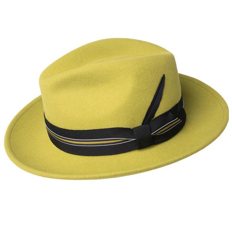 Fashion Versatile Ribbon Decorative Wool Top Hat Vintage British Jazz Hat Pure Wool Fedora