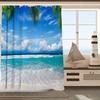 Sommer Blauer Himmel Tropischer Ozean Strand Duschvorhang, Wasserdichter Polyester Badezimmer Dekor Vorhang 72x72 Zoll Mit 12 Haken