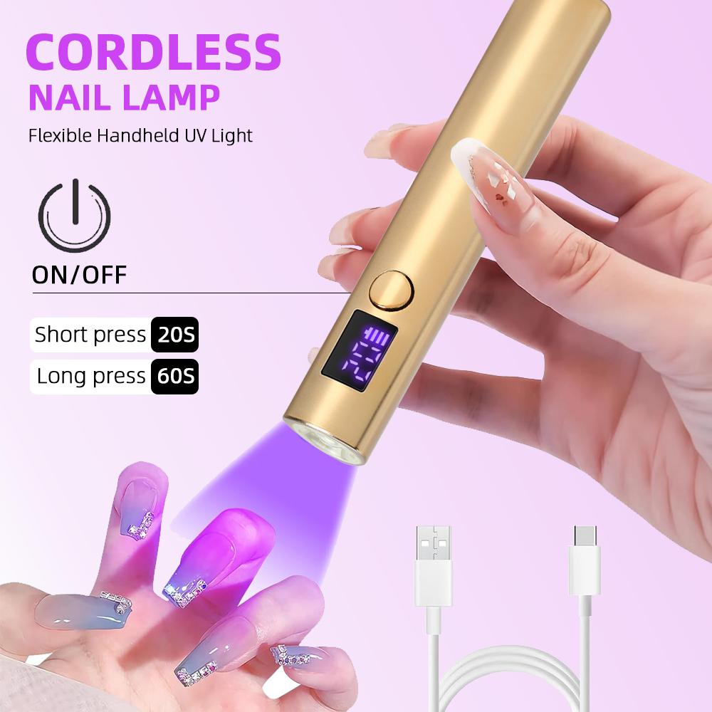 Handheld UV Led Nail Lamp Nail Dryer Nail Light For Curing All Gel Polish Rechargeable Quick Drying Manicure Machine Nail Salon