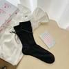 Female Spring and Summer Thin Heel Bow Ballet Style Solid Color Boneless Tube Stack Socks