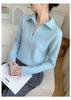 2025 A/W Women's Ribbed Cashmere Half-Zip Stand Collar Sweater