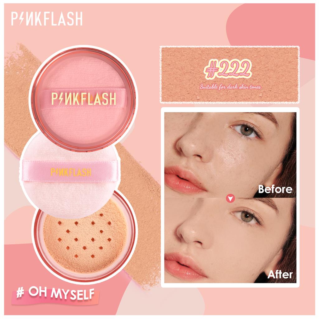 PINKFLASH 3 Color Loose Powder Full Coverage Face Powder Waterproof Oil-control Matte Setting Finish Powder Makeup Profession Womens Cosmetics
