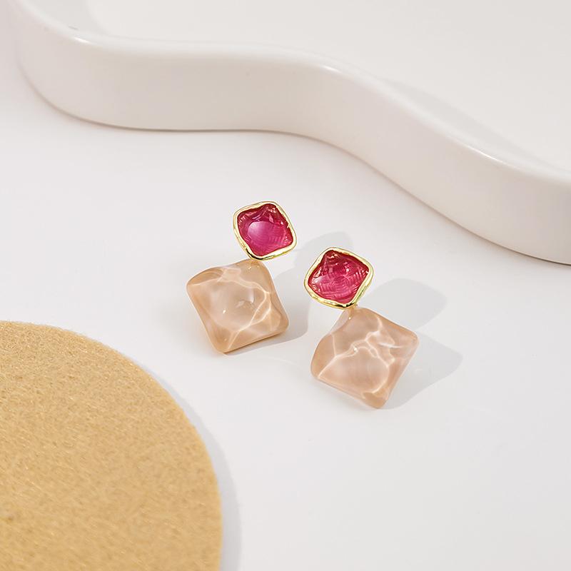 Rosa Grün Acryl frauen Baumeln Ohrringe Candy Farbe Süße Sommer Heiße Mode Transluzenten Quadrat Anhänger Hängen Ohrringe