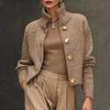 Modische High-Neck-Knopf-Strickjacke Jacke Damen Herbst Winter Langarm Pullover Mäntel Lässig