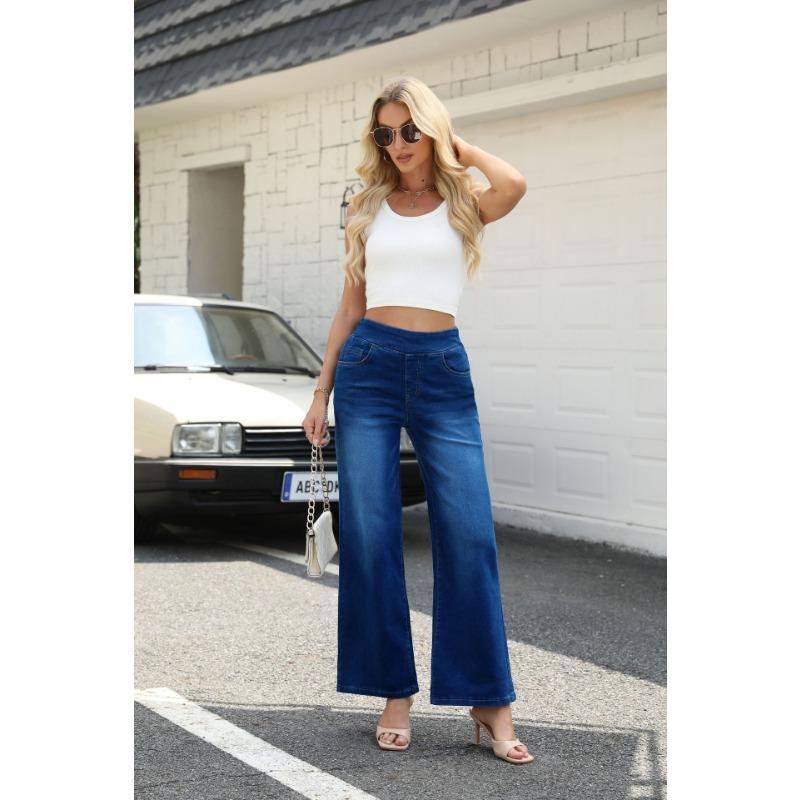 New Zipper High-waisted Loose Wide-leg Pants Cover the Meat and Look Thin Straight Women's Jeans and Trousers