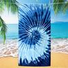 Blue Tie-Dye Microfiber Beach Towel Sandproof Waterproof 2D Flat Printed Summer Vacation Bath Blanket Pool Mat For Adults