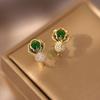Green Crystal Cabbage Hoop Earrings For Women Personalized Creativity Zircon Small Earring Wedding Party Birthday Gifts
