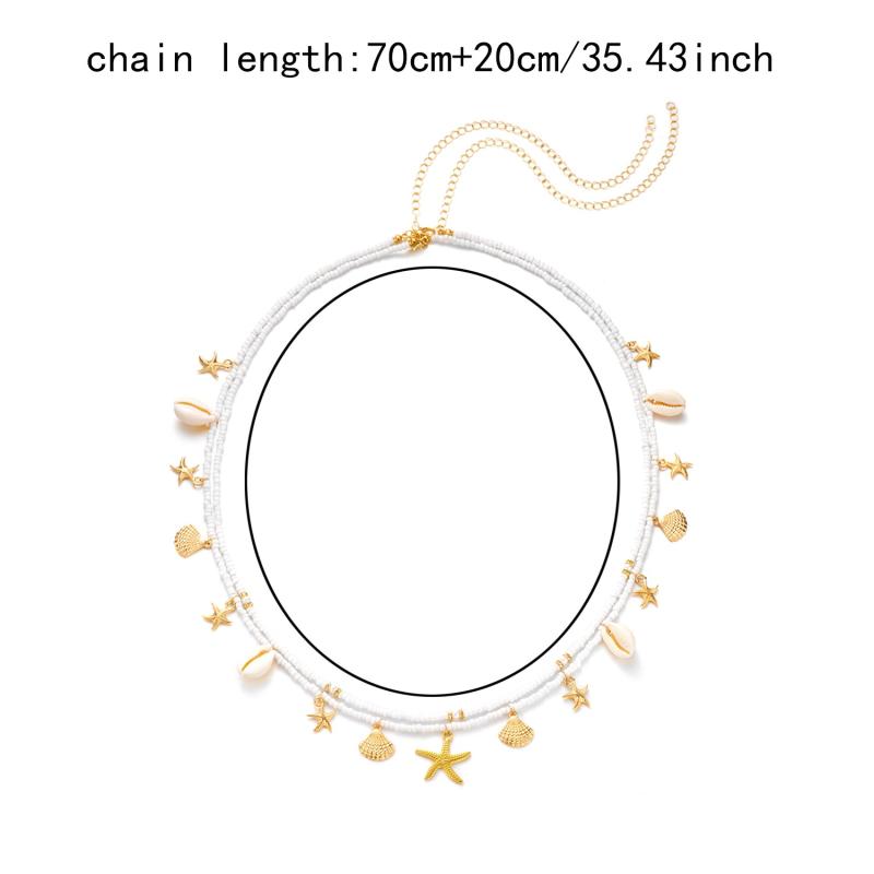 Bohemia Sexy Mode Mehrschichtig Quaste Seestern Taille Bauch Kette Damen Sommer Strand Meeresmuschel Muschel Perle Körperkette Schmuck