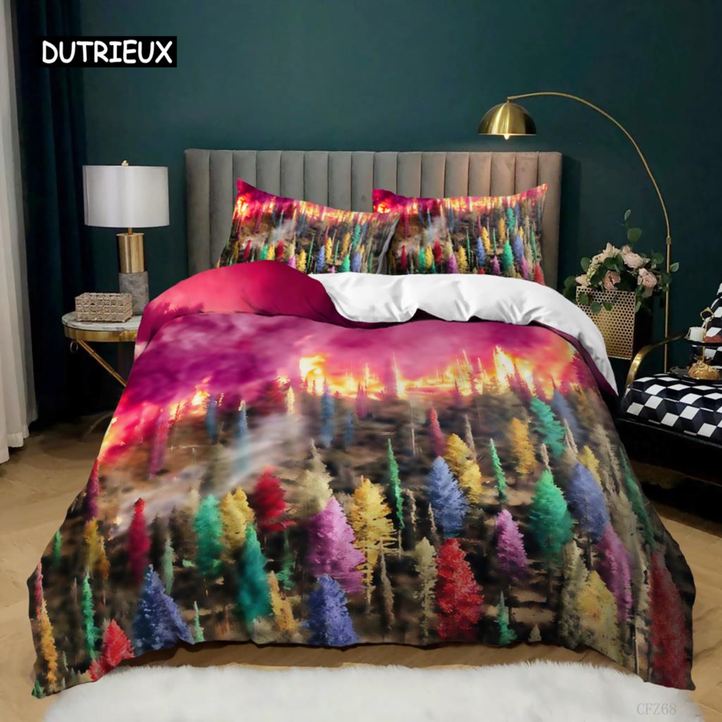 Painting Duvet Cover Set King Size Beach Sunset Reef Natural Landscape Painted Bedding Set Natural Scenery Polyester Quilt Cover
