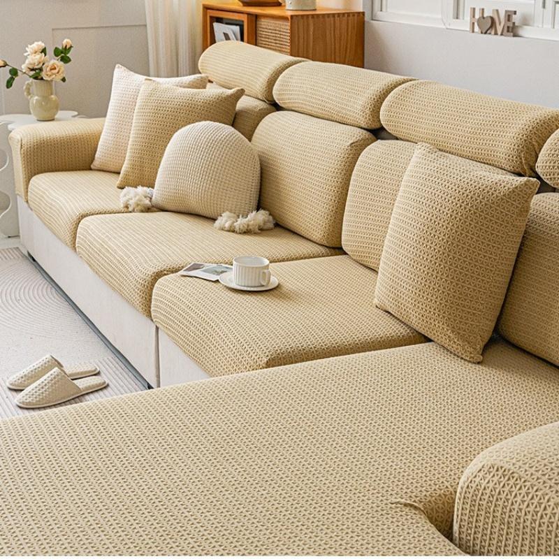Cream Style Jacquard Velvet Sofa Cover Elastic Universal Couch Cushion Slipcovers Sectional Sofa Lid Towel Chaise Lounge Covers