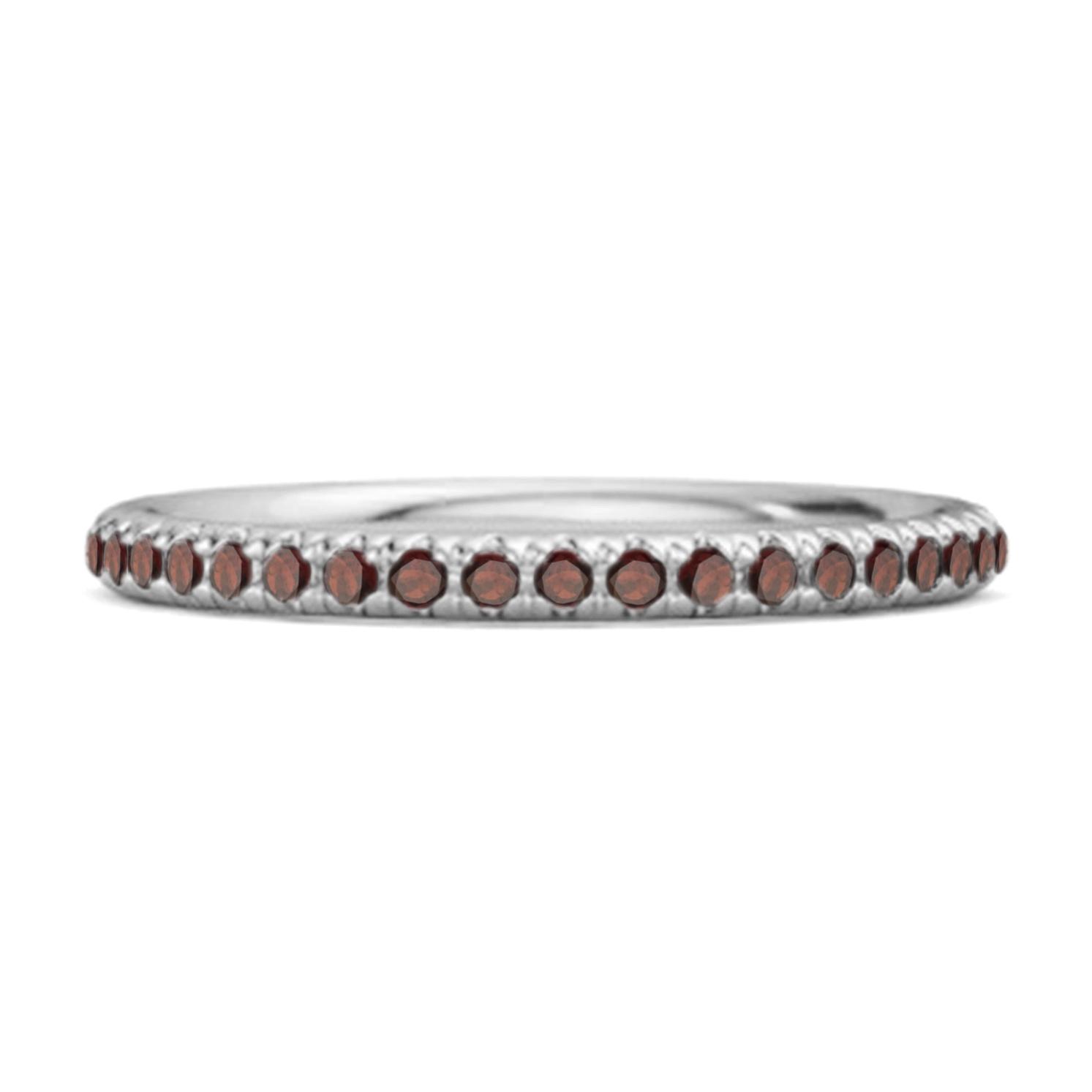Garnet Round Eternity Ring - 925 Sterling Silver 9 белый