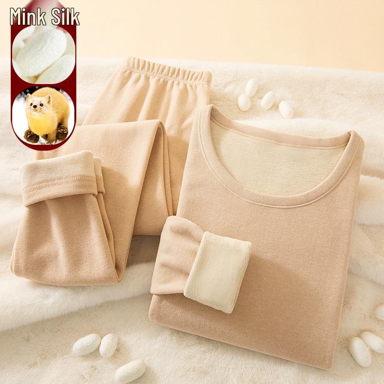 Mink Velvet Cashmere Silk Thermal Underwear Set for Men & Women - Autumn/Winter