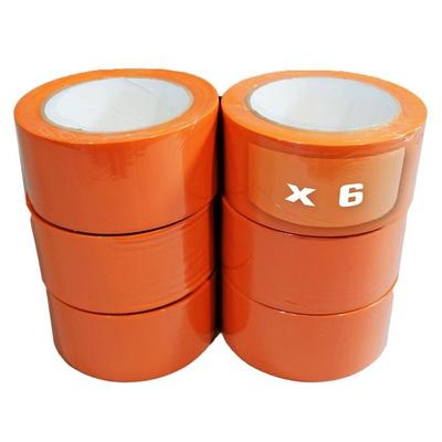 TECPLAST Set of 6 Orange PVC Adhesive Tapes for Building 50 Mm X 33 M - Orange Construction Adhesive Roll