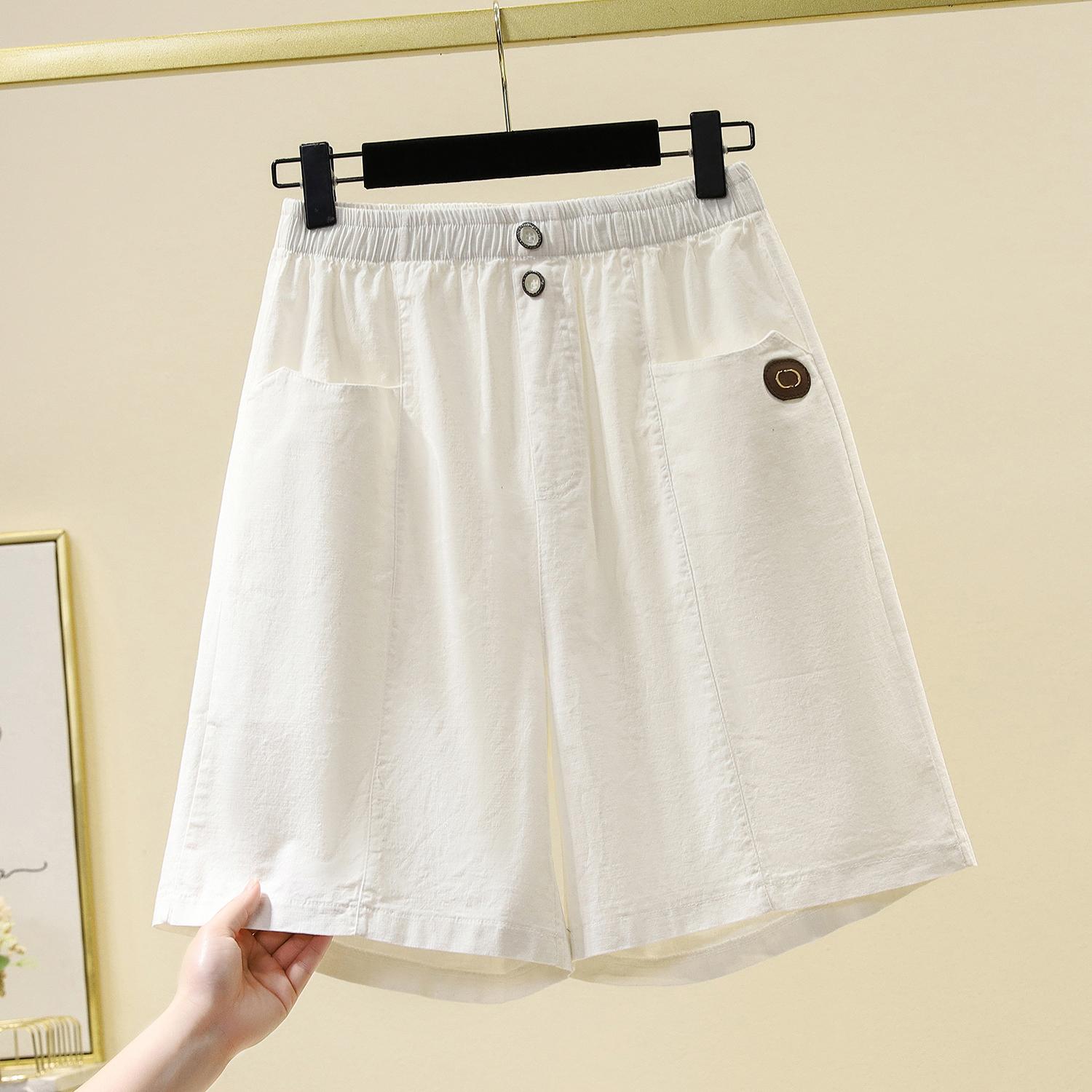 

DIMANAF Лето 2025 Джинсовые шорты больших размеров Женские базовые брюки Свободные повседневные Женские тонкие брюки 5XL 5XL белый