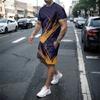 Summer men's casual 3D knife printed T-shirt set fashionable  creative O-neck T-shirt+shorts outdoor trendy sportswear
