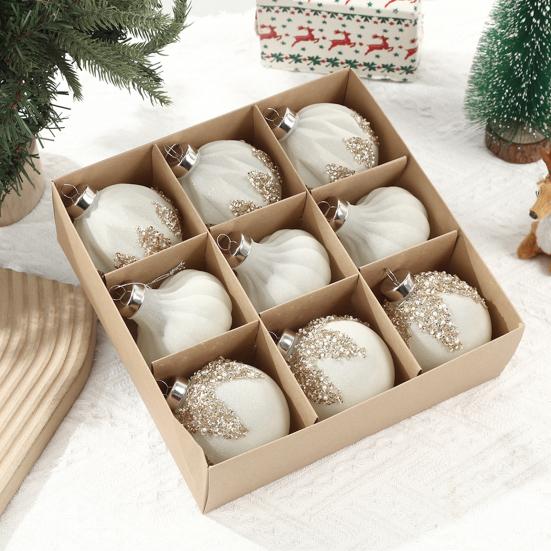 Velvet Christmas Balls Hanging Hoop Tree Decorations Xmas Party Ornaments Easy To Hang Plastic Holiday Decor for Home Office Parties