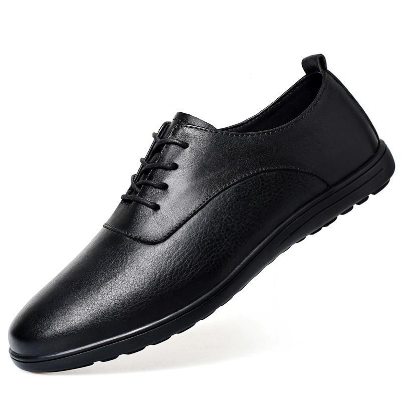 Men s Black Formal Lace-up Leather Driving Shoes - Summer Breathable Business Style 41