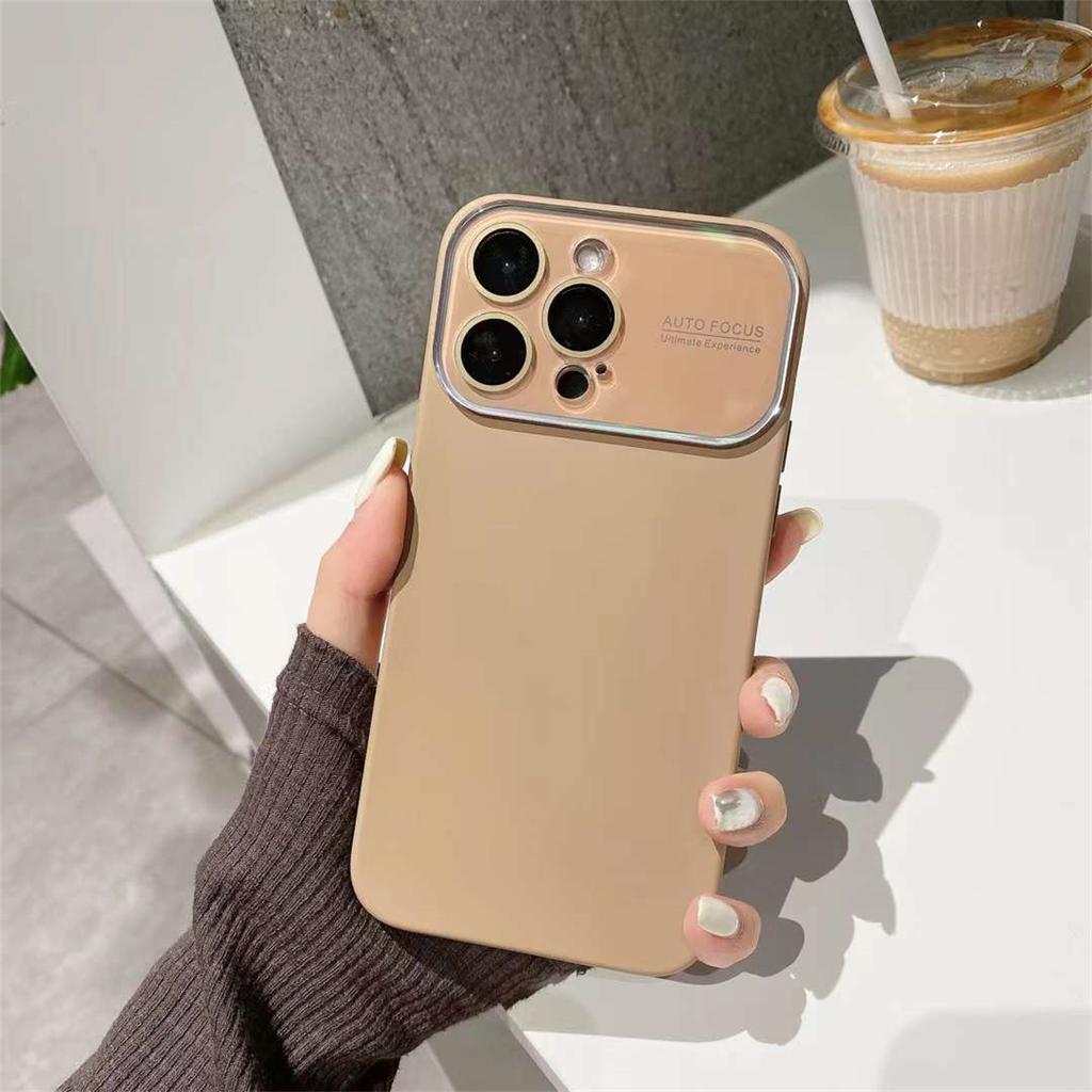 Modische einfarbige Linsenschutz-Telefonhülle für iPhone 15 14 13 12 Pro Max, flüssige Silikonhülle