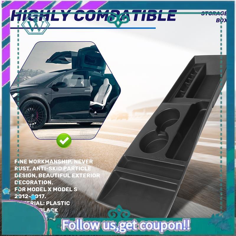 AA92-Car Center Console Armrest Box Storage Box Cup Holder For Tesla Model X / S 2012 2013 2014 2015 2016 2017