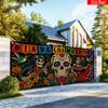 2D Flat Banner 1 Piece Halloween-themed Garage Door Cover Party Banner Polyester Day of the Deadzyc