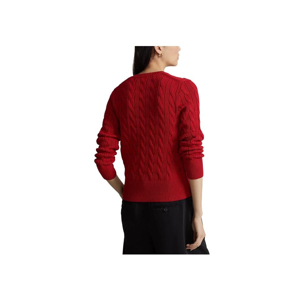 Polo Ralph Lauren Solid Color Crew Neck Long Sleeve Single Breasted Cardigan Sweater Women sweater Red 211892549003