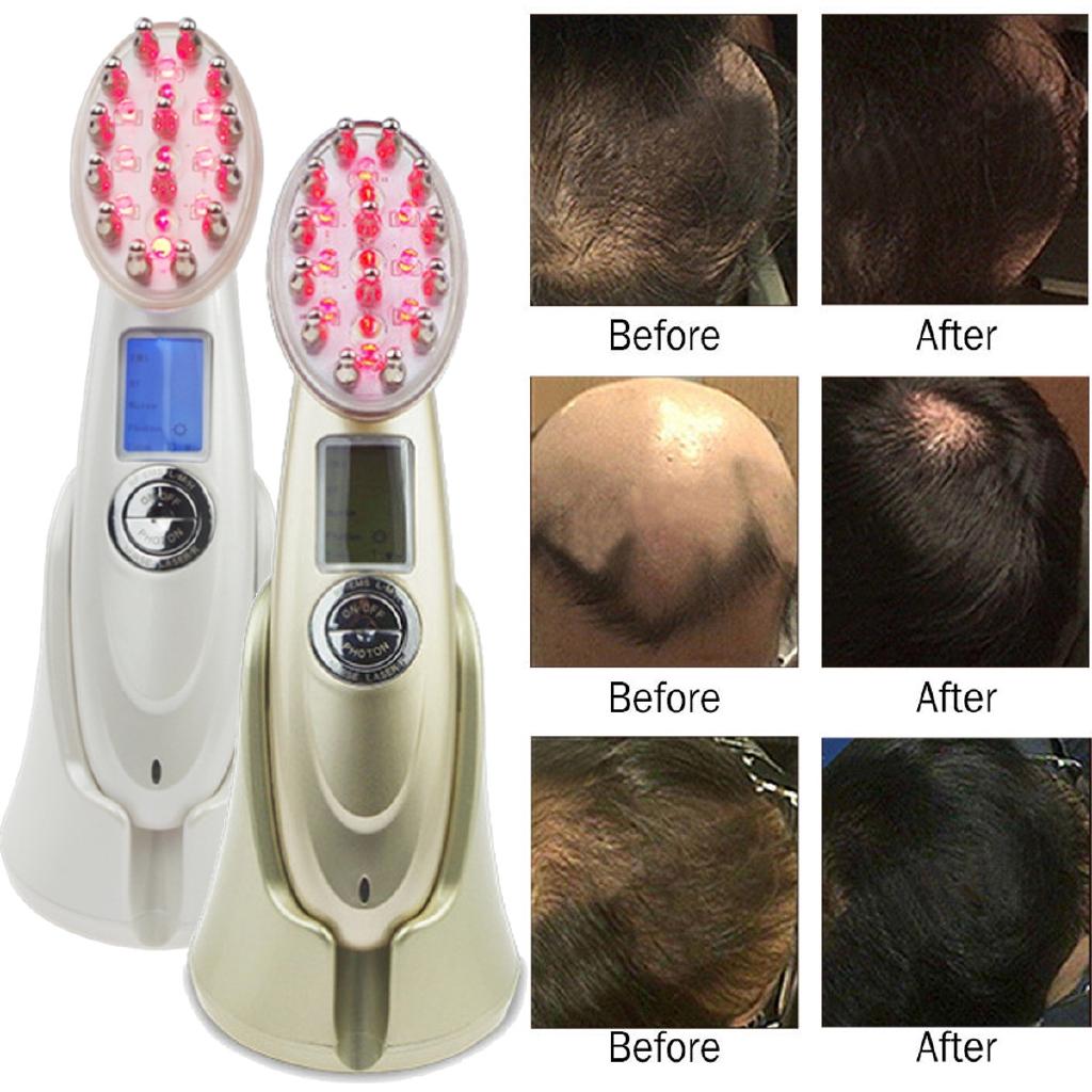 EMS Microcurrent Photon Light RF Hair Loss Renewable Therapy Vibration Massage Scalp Laser Hair Growth Rechargeable Care Device 3W