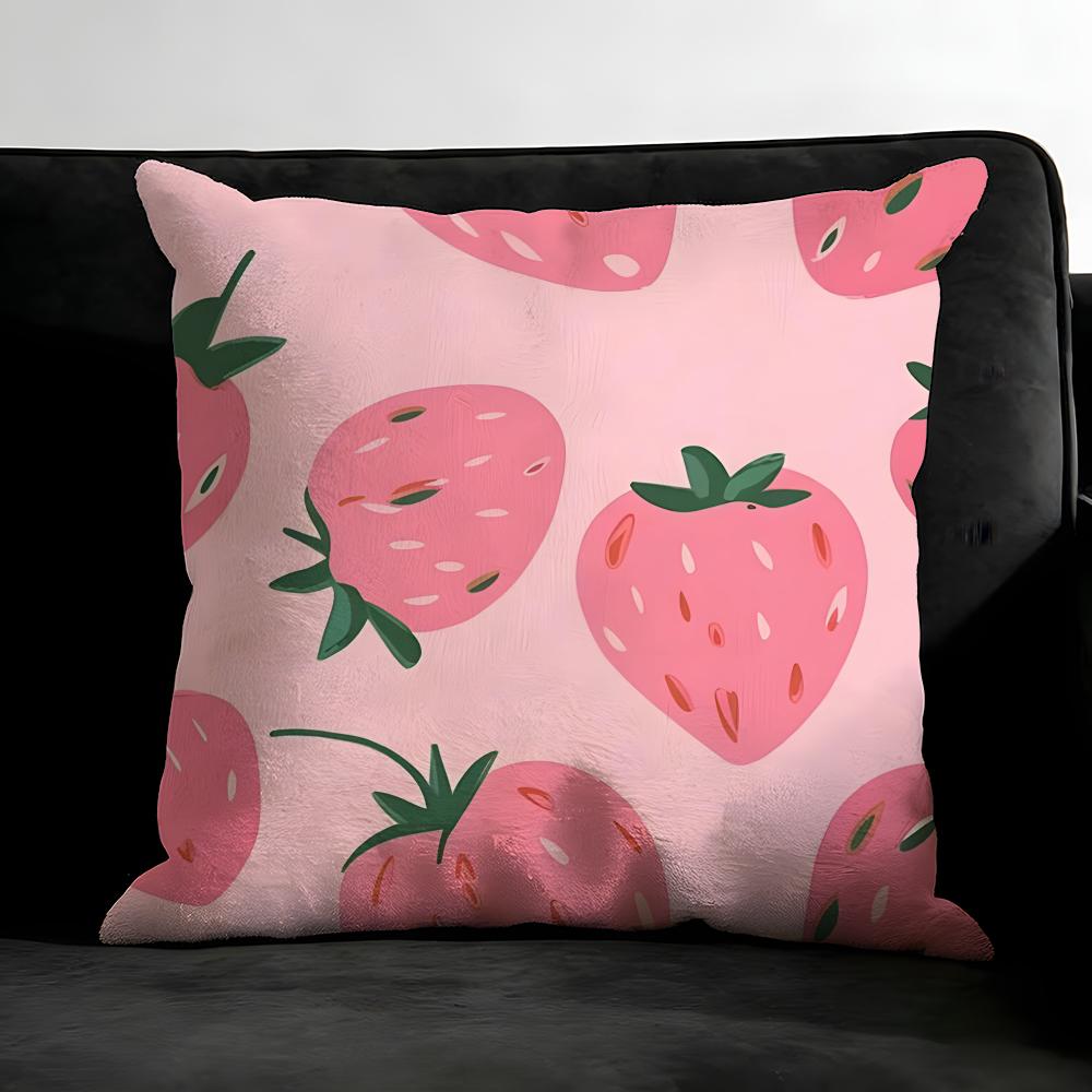 Strawberry Colorful Cushion Cover Pillowcase Ultra Soft Skin Friendly Fabric Cloud Like Comfort & Concealed Zipper