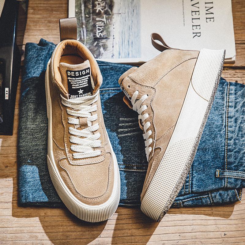 Fashion Hot Selling Men's High-top Shoes Autumn Winter Thick Soled Wear-resistant Men's Outdoor Hiking Shoes Casual Lace Up Sports Shoes