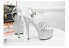 Summer Stiletto Cross-Strap Roman Sandals, 15cm Platform High Heels for Women