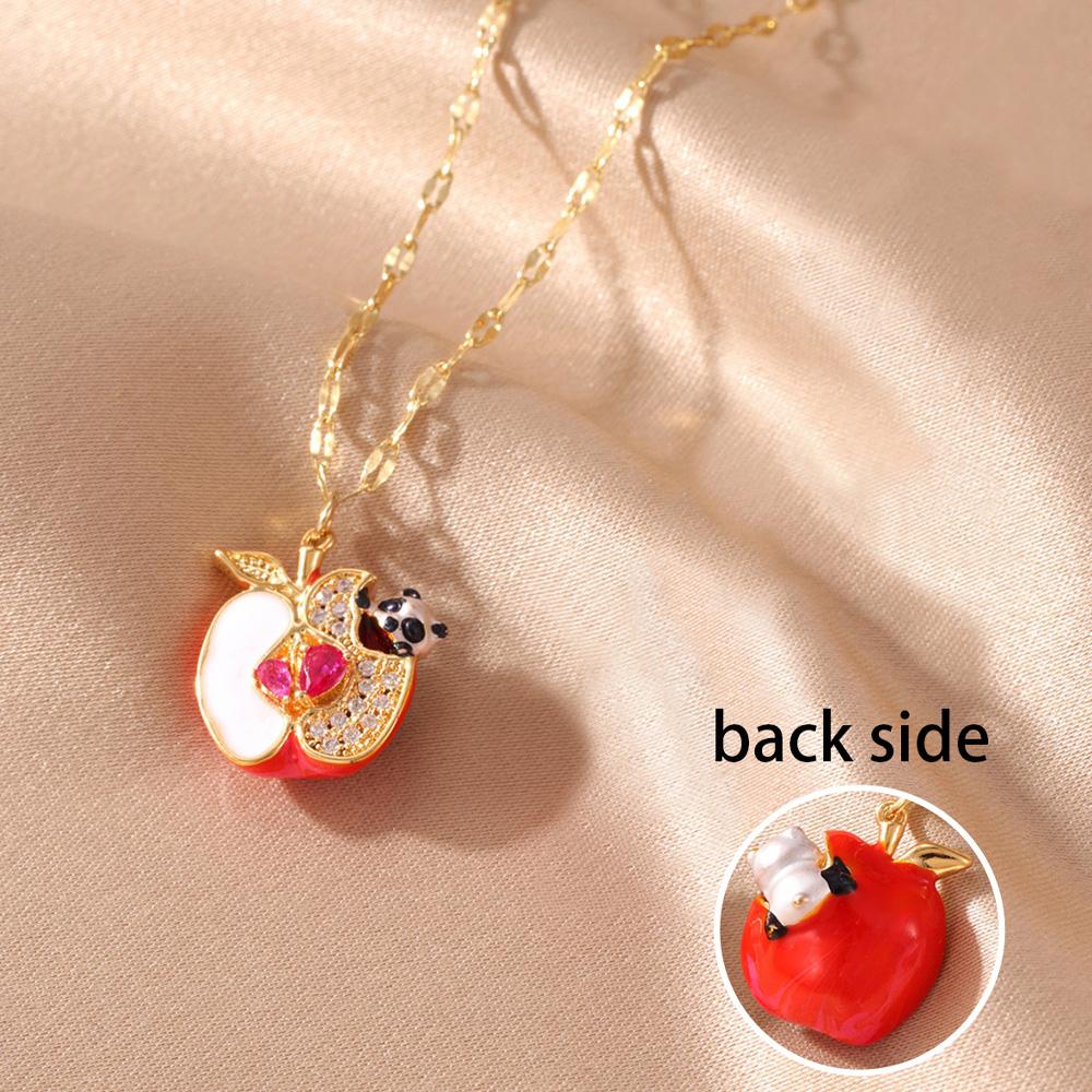 Summer Tropical Fruit Pendant Necklace Women Collar Accessories Fashion Gold Color Stainless Steel Necklaces Trendy Zircon Gift
