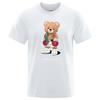 Strong Boxer Teddy Bear Never Give Up Print Funny T-Shirt Men Cotton Casual Short Sleeves Loose Oversize S-XXXL Tee Clothing