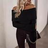 2024 European & American Backless One-Shoulder Slim Fit Sexy Knit Long Sleeve Women's Sweater