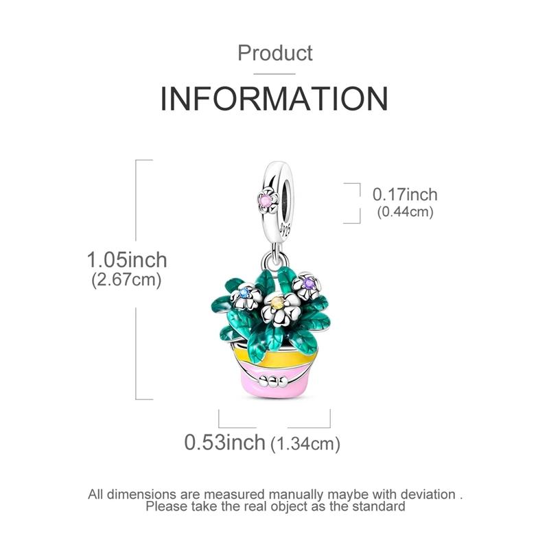 Charm Bead Charms copper Plated Colorful Zircon Potted Flower Pendants Compatible With Authentic Bracelets Bead Charms Women Jewellery Making Diy