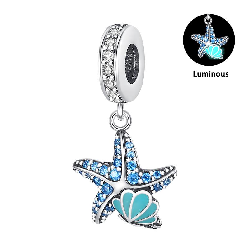 Summer 925  Silver Sailing Ship Lighthouse Luminous Ocean Series Charms Beads Fit Pan 925 Original Bracelets DIY Jewelry
