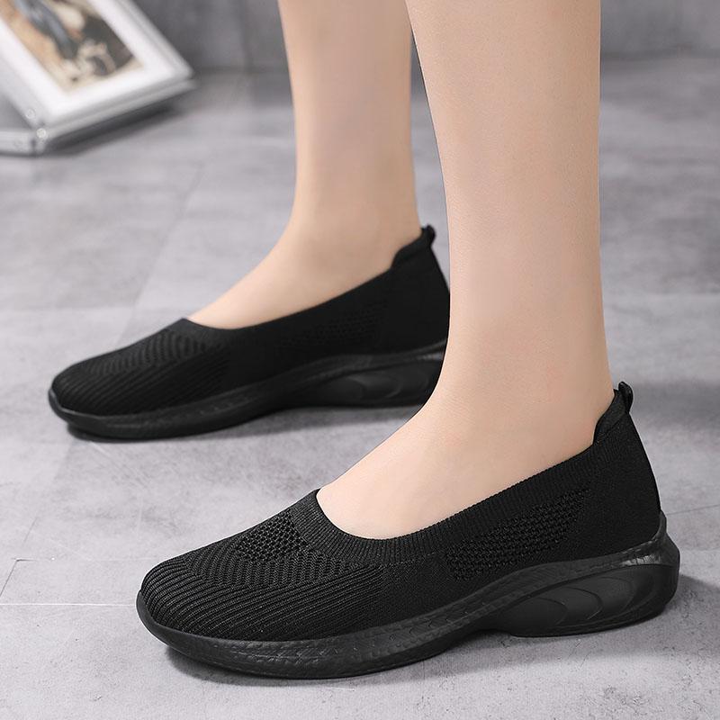 Women’s Sandals Slip on Sneakers Casual Summer Black Socks Shoes Blue Lightweight Beach Shoes Large Size