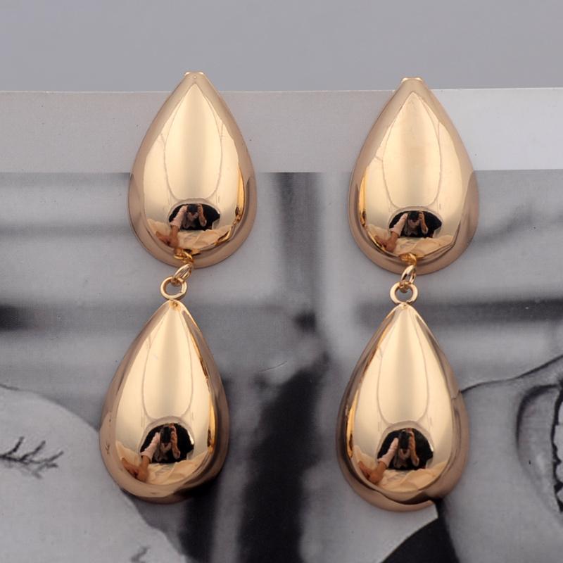 Trendy Chunky Water Droplet Dangle Earrings for Women European Vintage Long Drop Earrings Metal Geometry Personality Jewelry