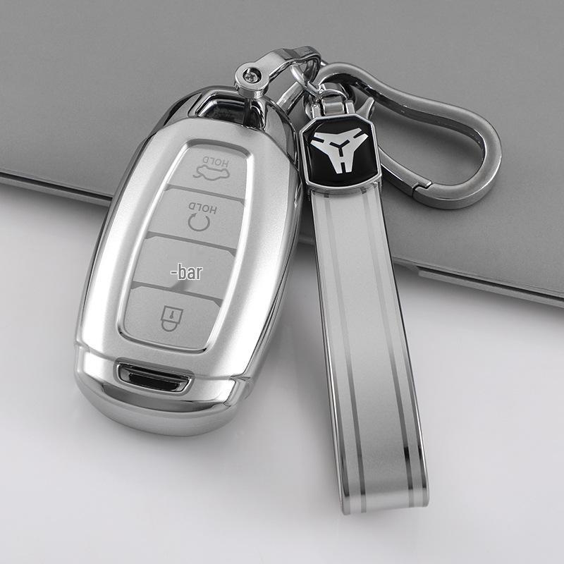 Hyundai Tucson L Quicksand Silver 4-Button Key Case - Korean Car Interior Protective Shell