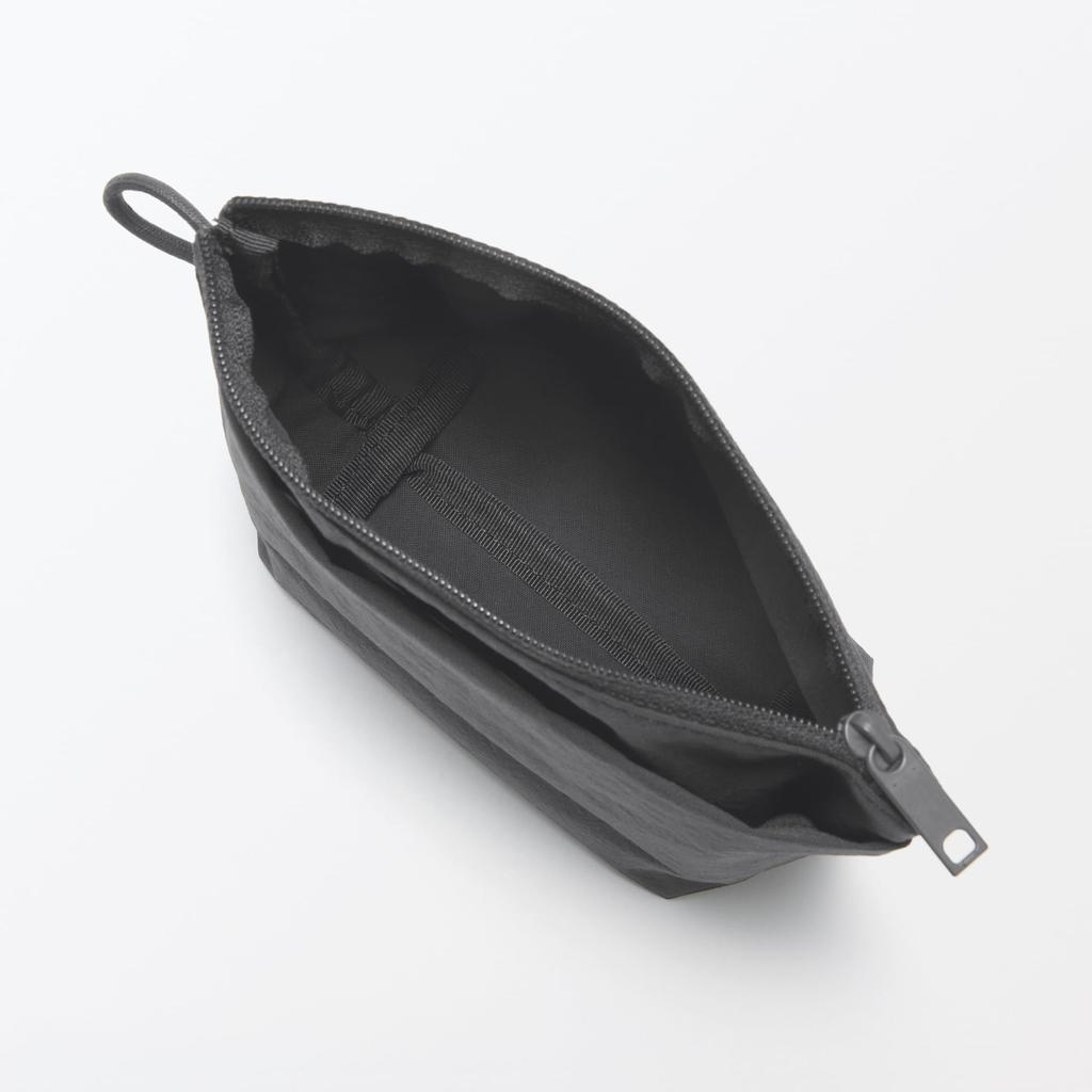 MUJI Wrinkle Nylon Gusset Pouch Dark Gray S 16.5×11×6 Cm
