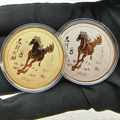 2026 40mm Year of the Horse Lucky Animal Zodiac Horse Souvenir Coin Metal Collectible Gift New Year Souvenir Collectibles