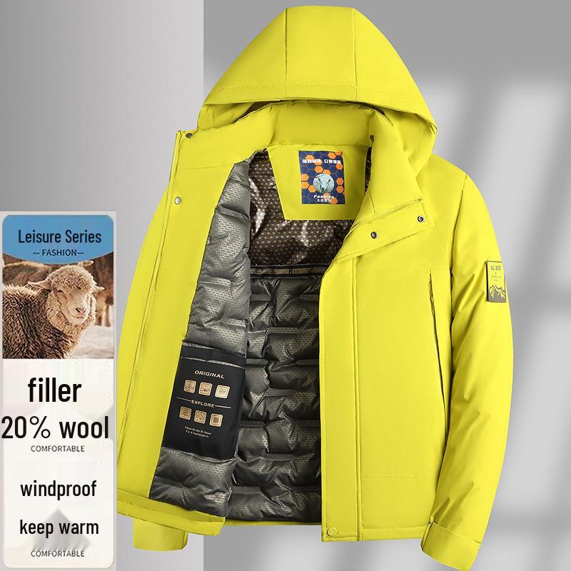 Men's Winter Ski Suit: Cotton-Padded Thickened Wool Jacket for Outdoor & Casual Use