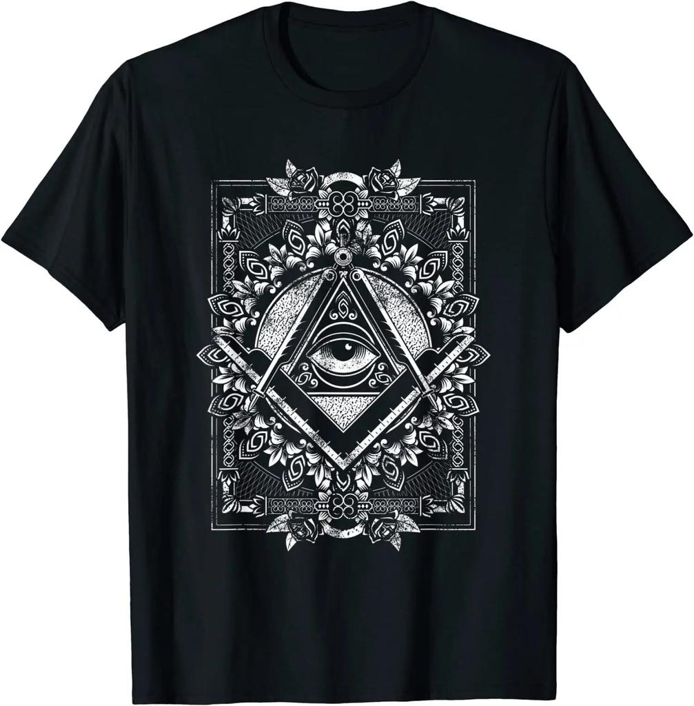 Freemason Allseeing Eye Square Compasses Masonic TShirt 100 Cotton ONeck Summer Short Sleeve Casual Mens Tshirt Size S3XL