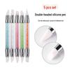 Silicone Nail Art Carving & Embossing Pen Set - 5 Pcs with Soft Heads & Rhinestone Penholder