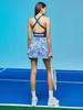 Women's Summer Activewear Set: Yoga Print Mini Skirt & Bra - Anti-Exposure for Outdoor Sports (Golf, Tennis, Badminton)