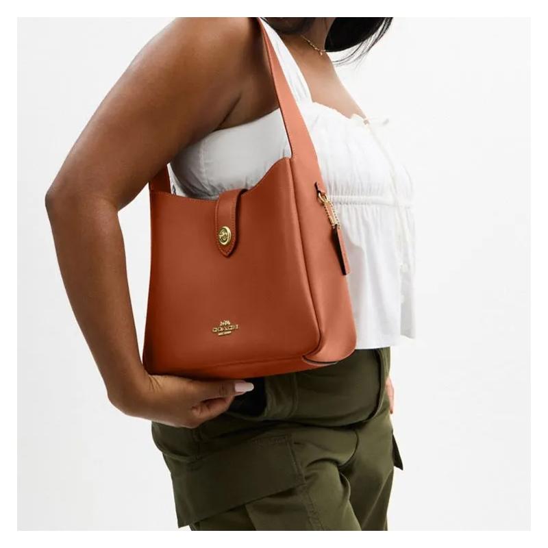 Coach Hadley 25 Multifunctional Gold Metal Hardware Calf Leather Shoulder Crossbody Bag Medium Women's Brown