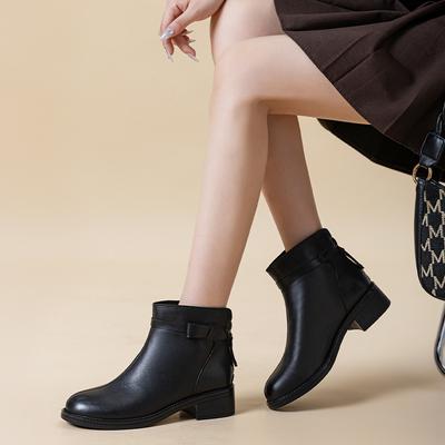 Bocanci Martin retro versatili pentru femei, cu fundă, din piele de înaltă calitate, botine scurte, noi pentru toamnă și iarnă, bocanci calzi din catifea