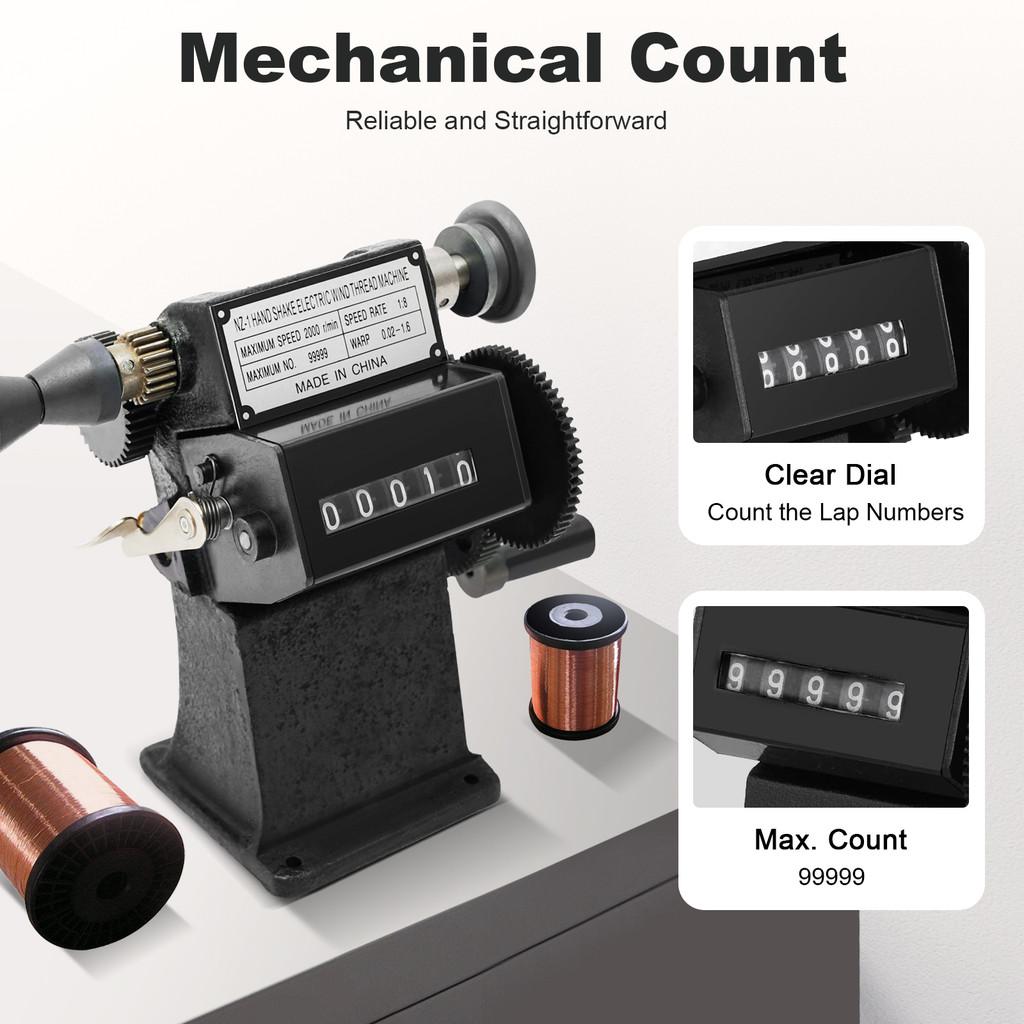 0.02-2.6mm Multifunctional Hand Crank Electric Coil Counter Winder Coil Winder Wires 0-99999 Manual Counting Winding Machine