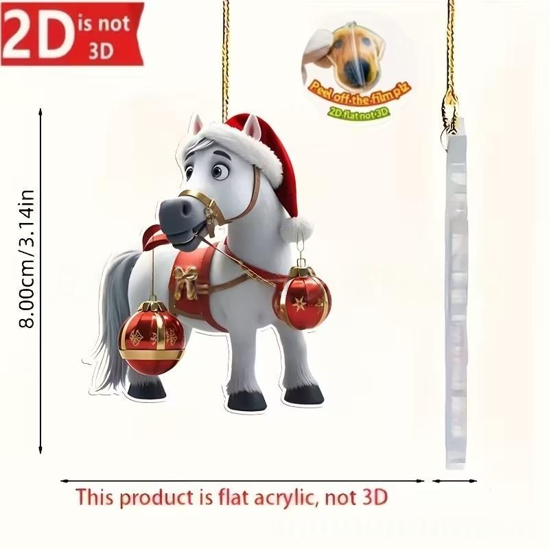 Ornament Pandantiv Acrilic 2D Cal de Crăciun Decor Festiv Pentru Interior Exterior Copaci Decorațiune Agățată Accesorii de Petrecere