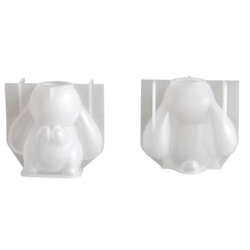 Cute 3D Rabbit Silicone Mold Bunny Aromatherapy Cup Gypsum Candle Mold Easter Diy Craft Moulds Reusable Handmade Tool Home Decor